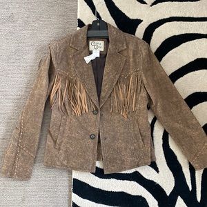 NWT 100% Genuine Leather Jacket with Fringe